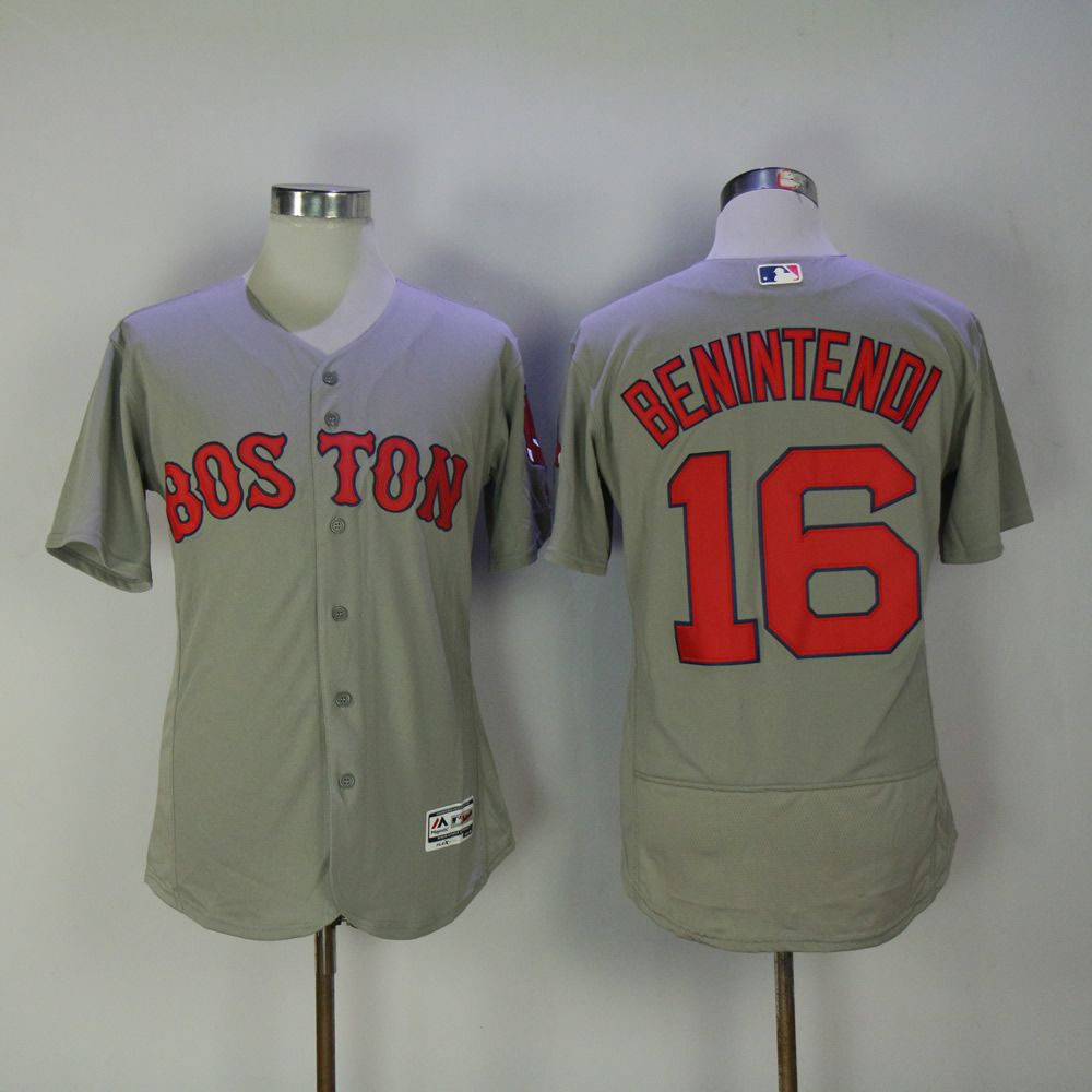 Men Boston Red Sox #16 Benintendi Grey MLB Jerseys->boston red sox->MLB Jersey